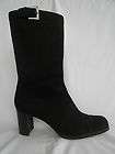 Faconnable Black Nubuck Leather Boots Heels size 8 M Made in Italy