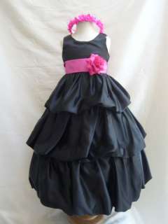 New PO3 Black fuchsia flower girl dress sz 2 4 6 8 10  