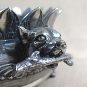   Victorian FIGURAL Silver Plate DOG Antique Nut Dish, Bowl Terrier Mutt