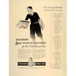   Ad Cincinnati Times Star Newspaper Sales Newsboy   Original Print Ad
