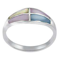 Sterling Silver Multi colored Mother of Pearl Ring  Overstock