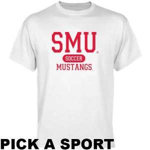SMU Mustangs White Custom Sport T shirt    Sports 
