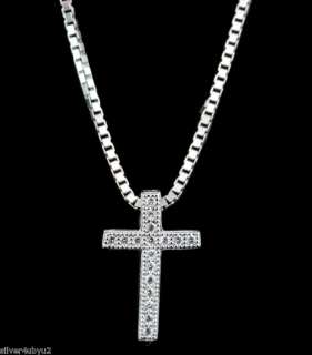 STERLING SILVER CUBIC ZIRCONIA CROSS PENDANT MICRO PAVE  