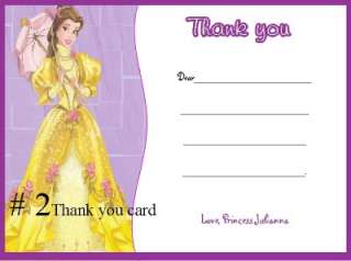 PERSONALIZED princess Belle BIRTHDAY INVITATIONS OR THANK YOU CARDS 