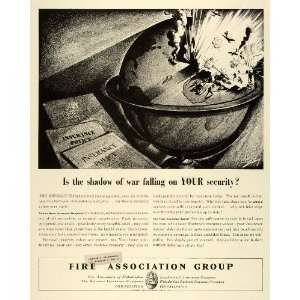  1942 Ad Fire Association Group Insurance Wartime WWII Coverage 