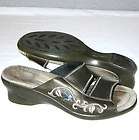 DANSKO Leather SLIDES Shoes SANDALS Womens sz 39 8.5 9 Mid HIGH Heel 