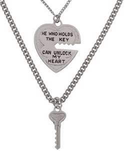 Sterling Silver Heart and Key Medal Set  Overstock