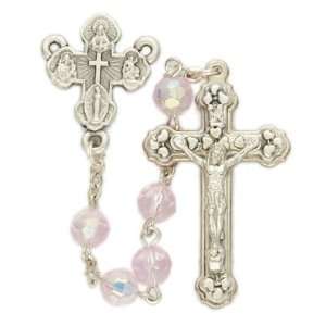  6mm Rose Crystal Beads and Four Way Center Rosary Jewelry