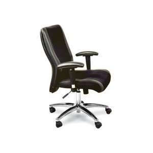   17 1/2 deep x 19 high. Mercado leather chair holds up to 250 lb. and