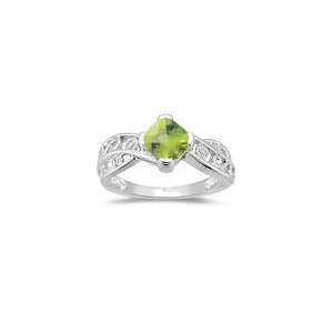  0.01 Cts Diamond & 1.02 Cts Peridot Ring in 14K White Gold 
