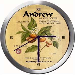  ANDREW 14 Inch Coffee Metal Clock Quartz Movement Kitchen 