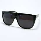 UNIQUE Mob Sunglasses Squared Flat Top Dark BLACK 80s Retro Oversized