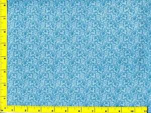 Light Blue Leaves Berries Bargain Fabric by Yard #4135  