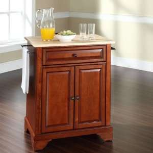 LaFayette Natural Wood Top Portable Kitchen Island in Classic Cherry 