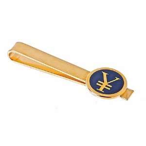  Gold plated and blue enamel Yen symbol tie slide clip with 