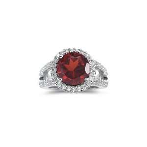  0.52 Cts Diamond & 4.42 Cts Garnet Ring in 14K White Gold 