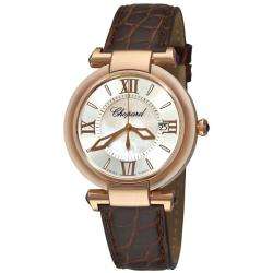 Chopard Womens Imperiale Rose Gold Brown Leather Strap Watch 