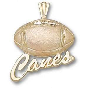  Miami Hurricanes Solid 10K Gold CANES Football Pendant 