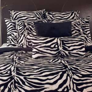 Thro 1511 Zebra Microluxe Comforter Set in Black / White 