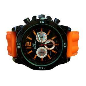    Mens Orange Divers Style Silicone Jelly Watch 
