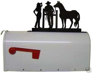   COWBOY HORSE MAILBOX TOPPER GATE RUSTIC WESTERN METAL ART OUTDOOR SIGN