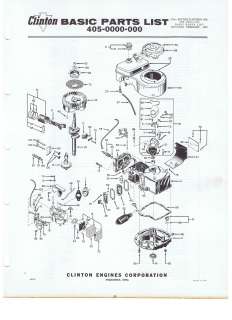   PARTS LIST MANUAL 3.25HP SERIES 405 OLD GAS LAWN MOWER ENGINE  