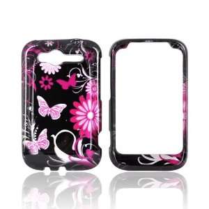   Flowers on Black Hard Plastic Case Cover For HTC Marvel: Electronics