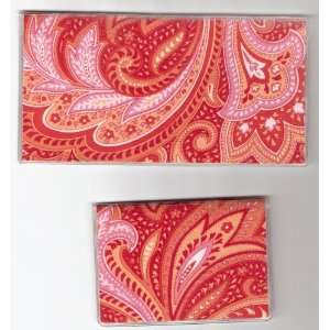  Checkbook Cover Debit Set Made with Orange and Pink 