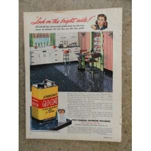 Johnsons Glo Coat Wax, Vintage 40s full page print ad. Color 