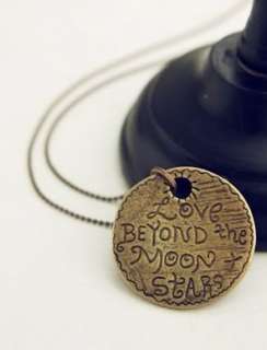 Fashion Retro Vintage Love Letters Round Tag Necklace  