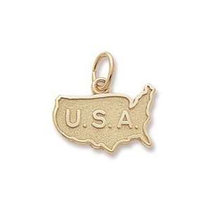  Usa Map Charm in Yellow Gold Jewelry