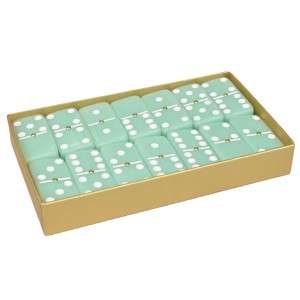 Dominoes Domino Double 6 Six Green Jade Stone Color Spinners Gold Gift 