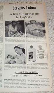 1949 Jergens lotion Nurse newborn baby hospital OLD AD  