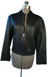 VTG Black Leather Fitted Motorcycle JACKET S  