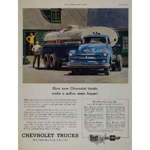  1954 Vintage Ad Chevrolet Truck Blue Tanker Chevy Cab 