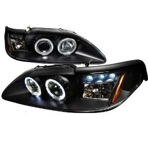  94 98 FORD MUSTANG LED HALO BLACK PROJECTOR HEAD LIGHTS 