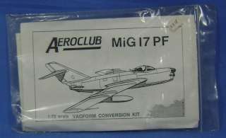 AEROCLUB MIG 17PF VAC MODEL AIRPLANE CONVERSION KIT  