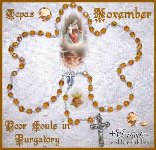 Birthstone Catholic Rosary November Topaz NIB  