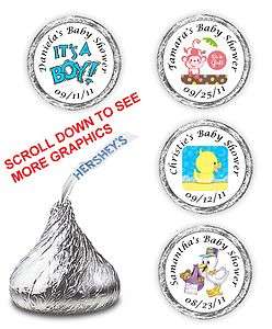 108 BABY SHOWER HERSHEY KISSES LABELS FAVORS PERSONALIZED BOY GIRL 