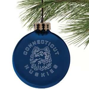 Connecticut Huskies (UConn) Navy Blue Etched Laser Light Ornament