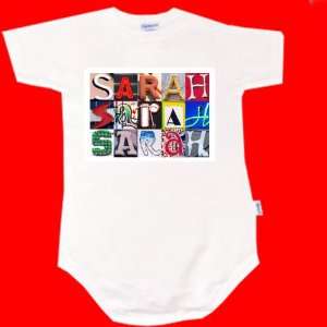  SARAH Personalized Baby Onesie Bodysuit Using Sign Letters 