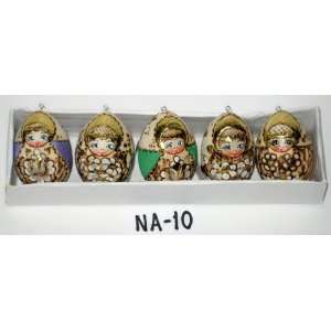 Christmas Ornaments * 5 Dolls egg * in 21 x 6 cm box * Russian Hand 