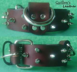 Beatuiful Leather Dog Collar with Spikes Tough Dog  