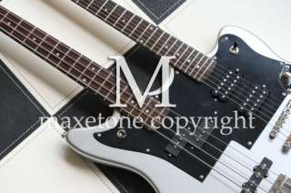   Gray Double neck Jaguar 6/4 electric Bass guitar Combo #918  