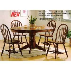   oak finish wood pedestal dining table set: Furniture & Decor