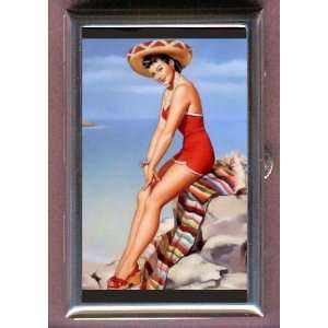  VINTAGE PIN UP SOMBRERO SERAPE Coin, Mint or Pill Box 