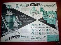 1952 Eureka Roto Matic Vacuum Cleaner Full page Ad  