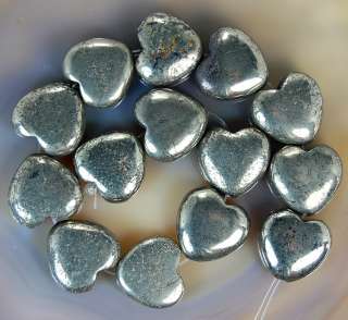 14x15mm Natural Golden Pyrite Heart Beads 14pcs  