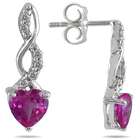 szul 1.00 Carat All Natural Pink Topaz and Diamond Earrings in 