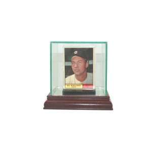  Card Display Case with Glass Top and Wood Base: Sports 